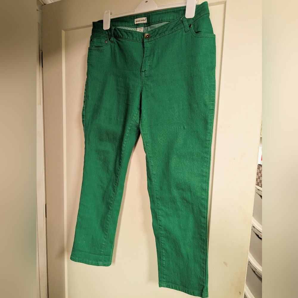 Jessica London Green Denim Jeans (12P) Ankle/Petite